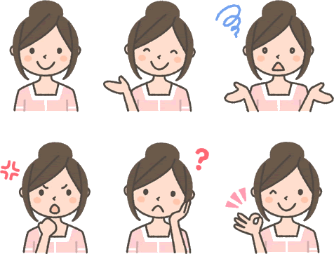 エステティシャンの表情イラスト6種