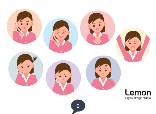 人の表情のイラスト 女性