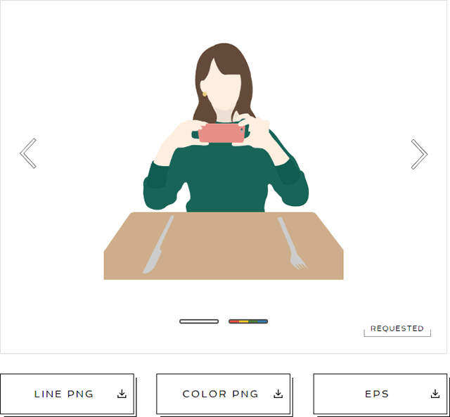 カメラで食事できる人のイラスト